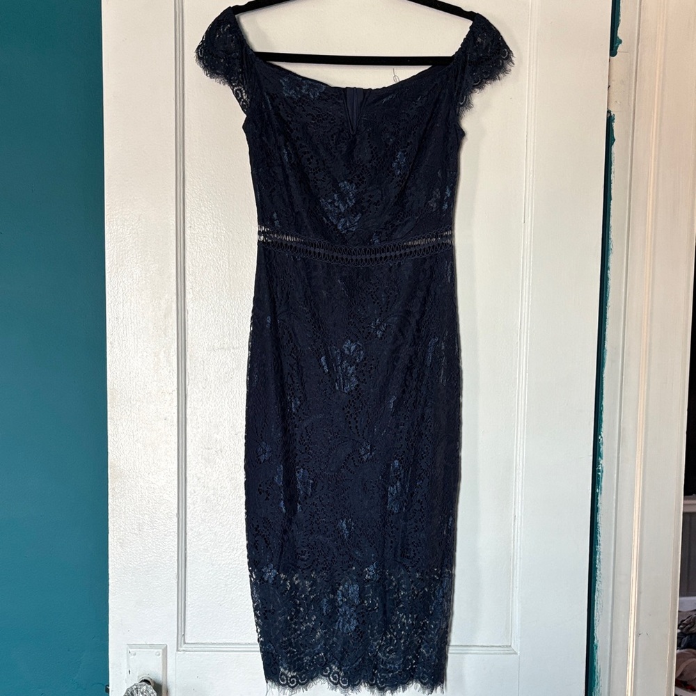 Elegant Navy Lace Dress